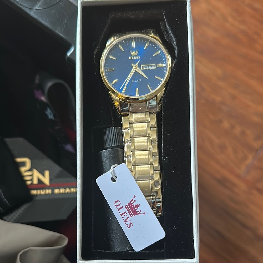 Olevs Gold and Blue Men's Watch